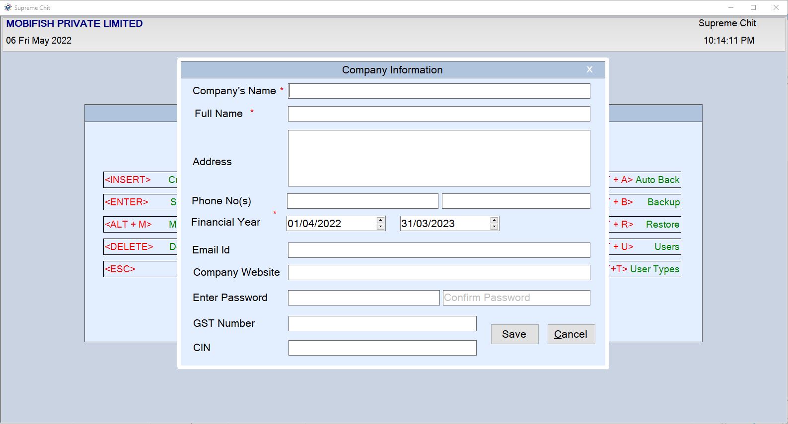 Company Creation Page